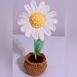 Crocheted White and Yellow Daisy Decor